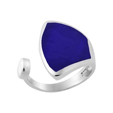 Versatile Blue Lapis Inlay Open-Ended .925 Sterling Silver Ring