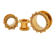 Pair of Fancy 316L Stainless Steel Plugs gauges flower dangle tunnels