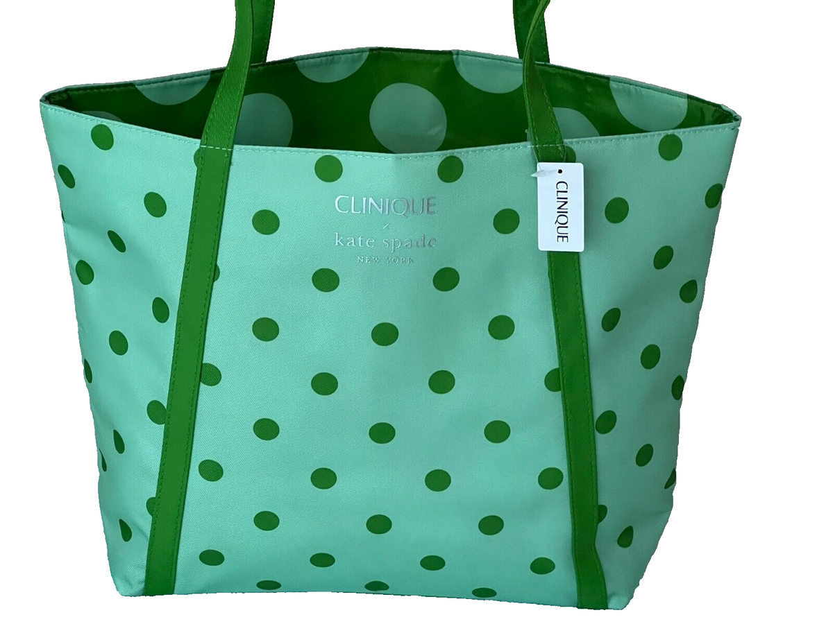 Clinique x Kate Spade Shopping Shoulder Travel Tote Large Green