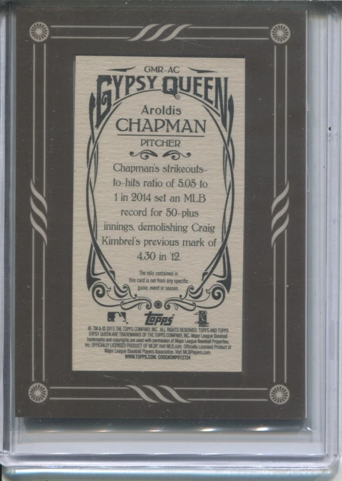 2015 Topps Gypsy Queen AROLDIS CHAPMAN Framed Mini Relic - Image 2 of 2