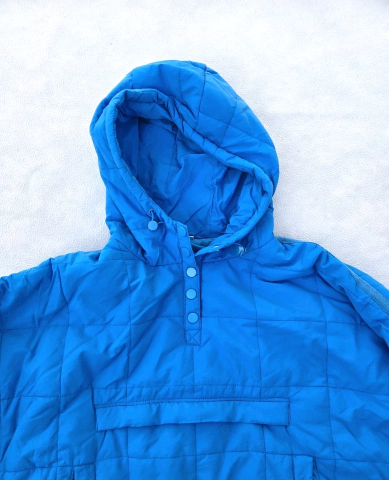 Women's Quilted Hooded Pullover Puffer Jacket Size M Lightweight Winter Blue - Image 2 of 4