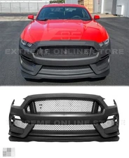 Full Conversion Front Bumper GT350R Style For 15-17 Ford Mustang Polyurethane