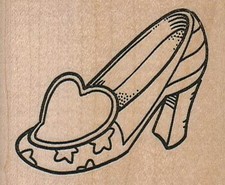 Heart Shoe 2 1/2 x 2" Rubber Stamp, Object Stamp, Shoe Stamp