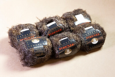 Lot of 6 FIRENZE Plymouth Yarn Golden Brown 50 g Eyelash Wool/Acrylic/Nylon