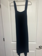 Reformation Black Sheath Midi Square Neck Bow Strap Sleeveless Dress Size 8