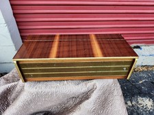 Vintage Wooden Keyboard Organ with Chord Buttons and Multiple Stops