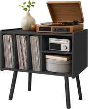 Record Player Stand with Vinyl Storage, Wooden Record Player Table with 5 Cabine