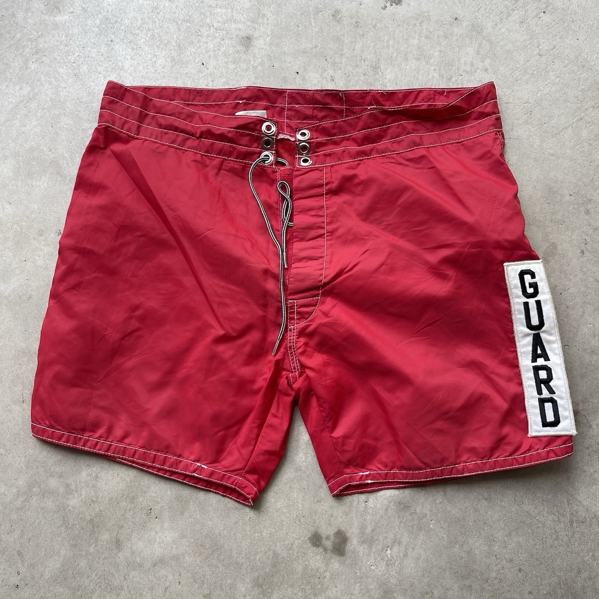 Vintage Birdwell Beach Britches Board Shorts Red USA Surf