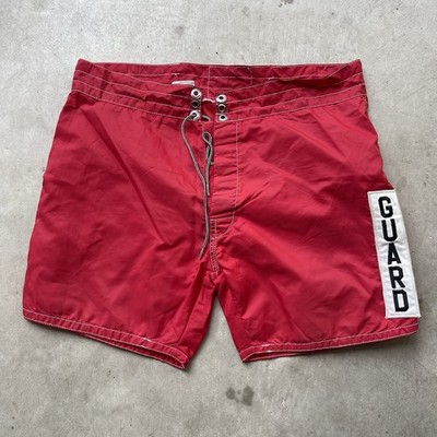 Vintage Birdwell Beach Britches Board Shorts Red USA Surf