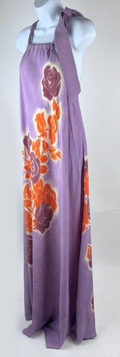Women's Essential Antwerp Purple Floral Sleeveless Maxi Halter Dress Size 34 - Picture 4 of 6
