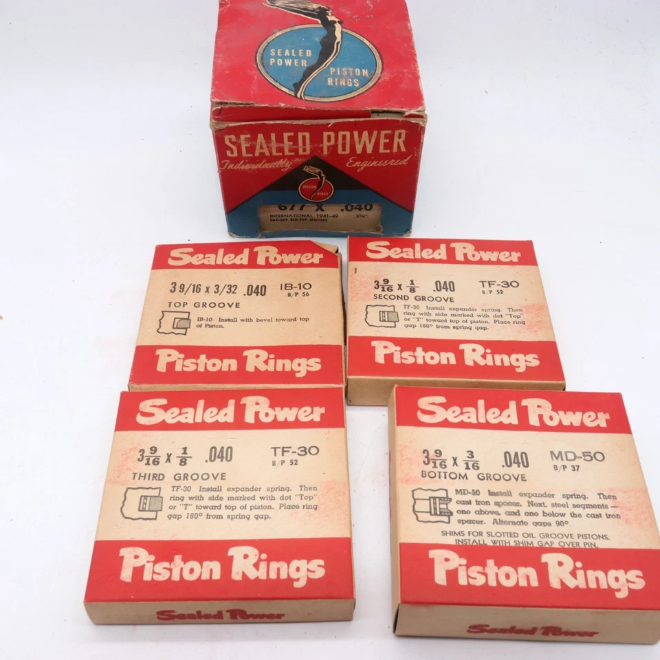 Винтажные герметичные поршневые кольца 677X .040 Intl 1941–49 двигатели FAC-269 BLD-269 - Изображение 2 из 4
