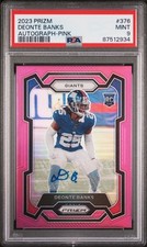 2023 Panini Prizm #376 Deonte Banks Rookie RC Autograph-Pink Prizm PSA 9