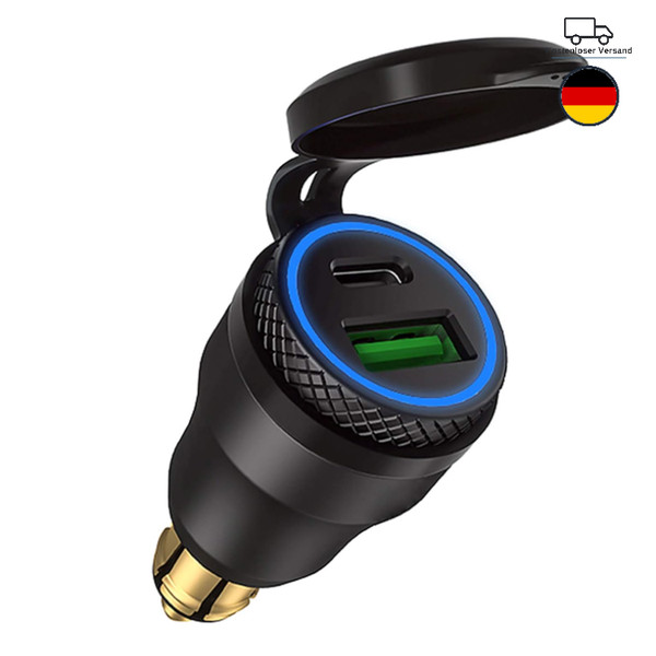 Aluminium USB LadegeräT 30W 5A Schnellladung FüR 12-24V Motorrad Schwarz, QC-image