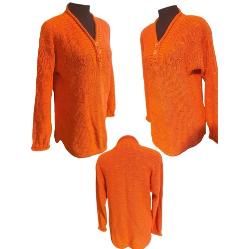 VTG NOS Orange Yarnworks Sweater Womens Long Sleeve Heavy Cable Knit Sz Small - Picture 2 of 4