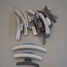Lot of Curved Metal Hair Clips/Barrettes, Silver Brown Tones