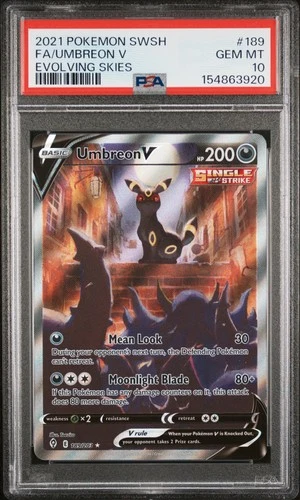 PSA 10 Umbreon V 189/203 Evolving Skies Pokemon
