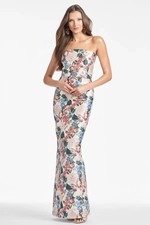 Sachin Babi Floral Print Sabine Gown Maxi Dress W/Belted Size:0 750 NWT