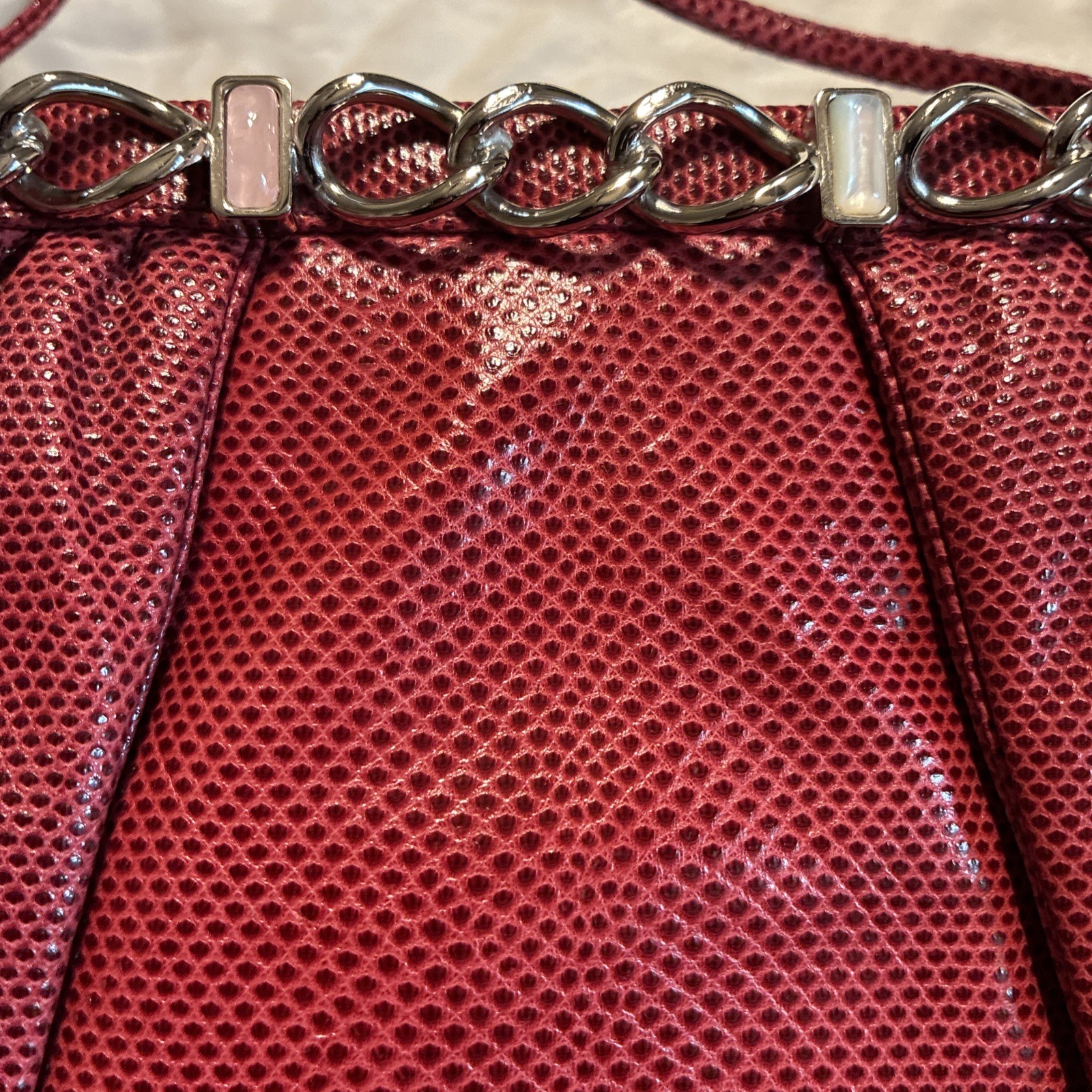 judith leiber Authentic Solid Red Leather Embosse… - image 8