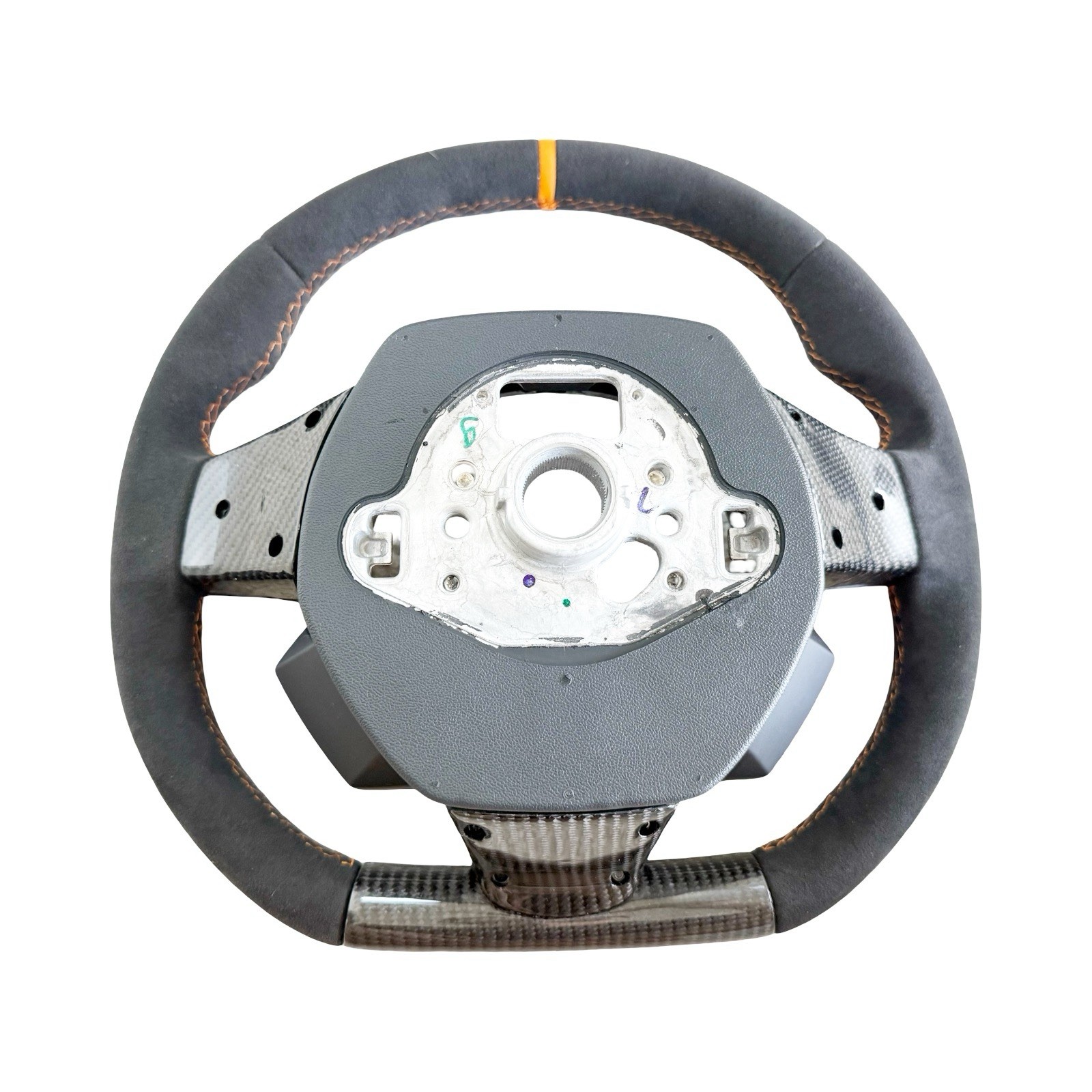 ORANGE GENUINE OEM LAMBORGHINI HURACAN  EVO STO ALCANTARA CARBON STEERING WHEEL