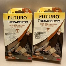 NIB Lot Of 2 Futuro Theraputic Open Toe Knee Length MEDIUM Firm Compression Hose