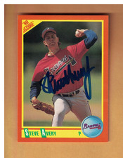 STEVE AVERY AUTOGRAPHED 1990 SCORE ROOKIE & TRADED BASEBALL CARD SIGNED Braves. rookie card picture