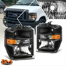 For 08-21 E150 E250 E350SD E450SD F650 F750 Black Housing Amber Corner Headlight