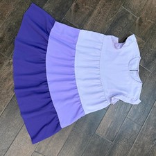 SHEIN Women's Fit & Flare Colorblock Ruffle Sleeve Dress Purple Lavender XL