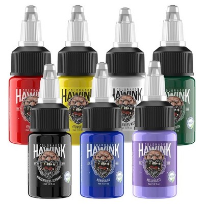 7-Farben Tattoo Tinte | 15ml/Flasche | Absorbierend & Farbintensiv