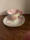 Antique Bauer Rosenthal Co Demitasse Cup And Saucer Hand painted Pink Roses