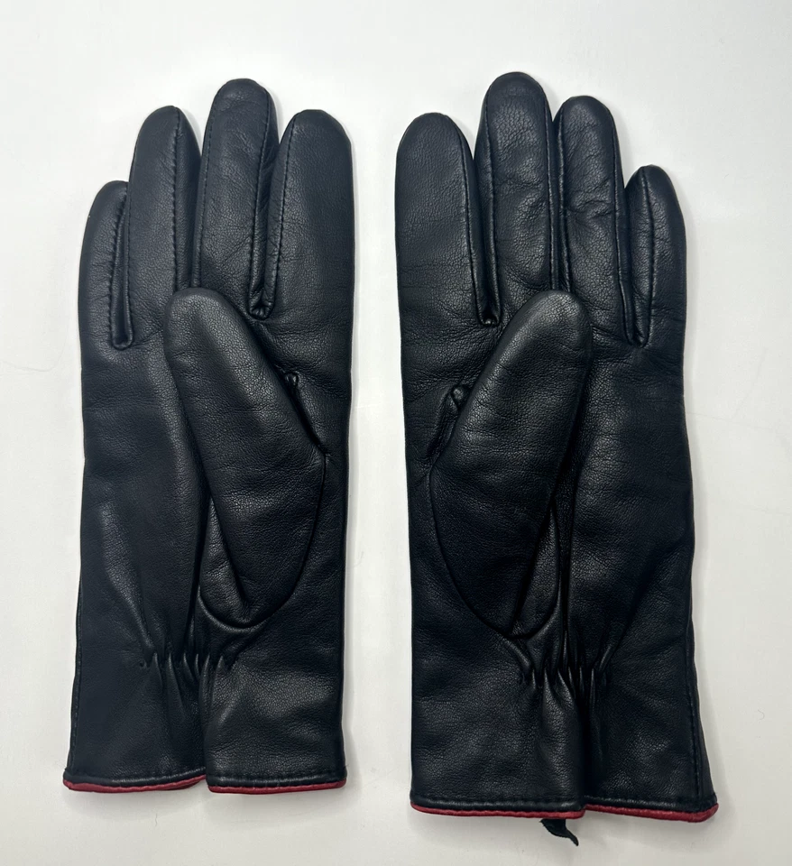 Guantes negros Lauren Ralph Lauren con forro rojo para mujer talla S Foto 3 de 4