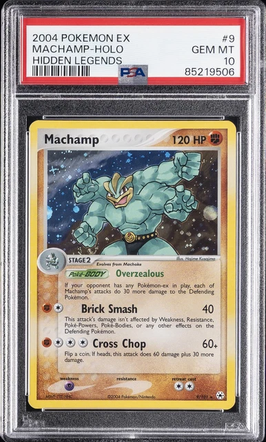 2004 POKEMON EX HIDDEN LEGENDS #9 MACHAMP-HOLO PSA 10