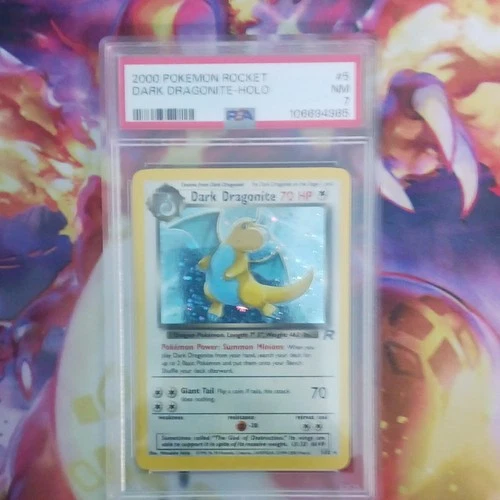 Pokémon 2000 Team Rocket Dark Dragonite 5/82 Holo Rare PSA 7 Unlimited