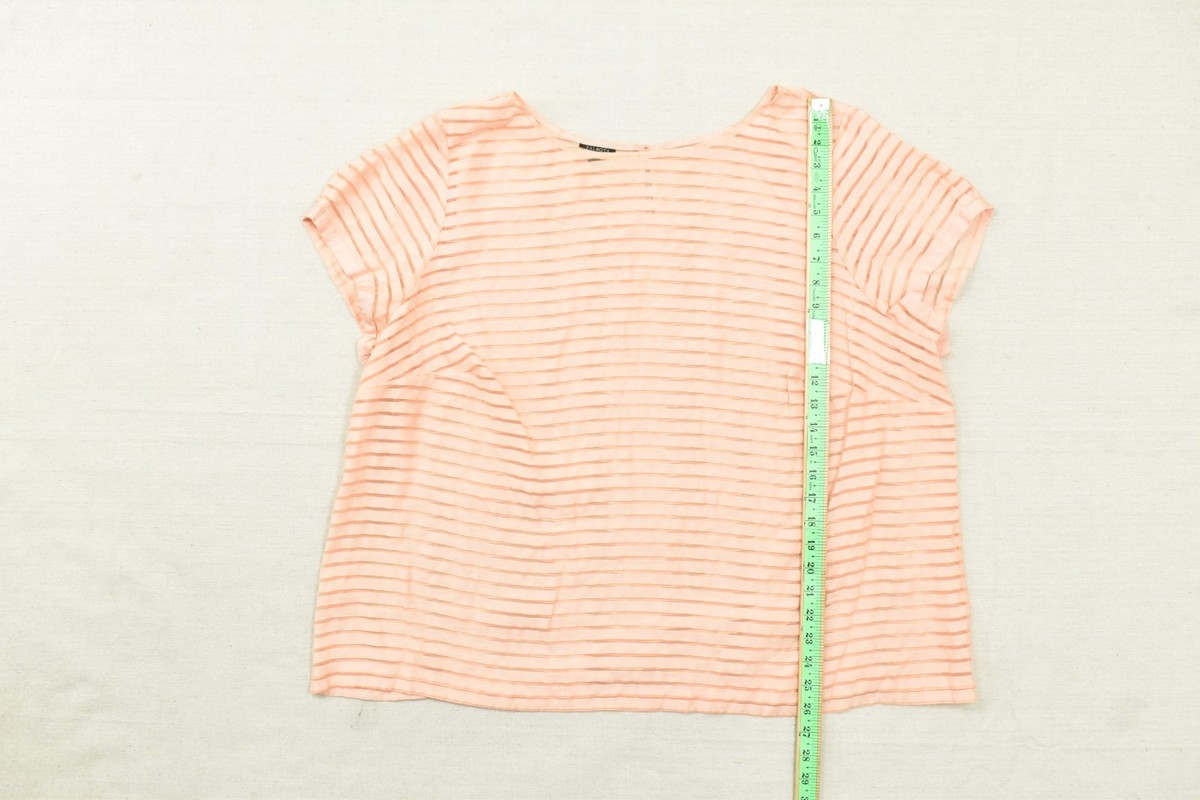 Talbots Woman 22W Peach Pink Horizontal Sheer Stripe Short Sleeve