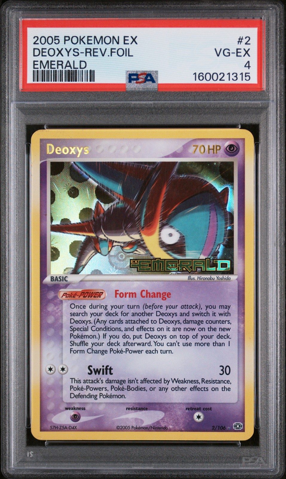 2005 POKEMON EX EMERALD #2 DEOXYS-REVERSE FOIL PSA 4