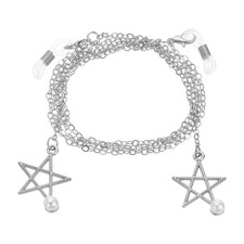 Beaded Glasses Chain, Star Pearl Eyeglass Chain Eyewear Retainer, Silver