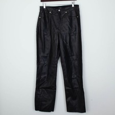 Express Womens Faux Leather Super High Rise Straight Leg Pants Size 10R Edgy Y2K