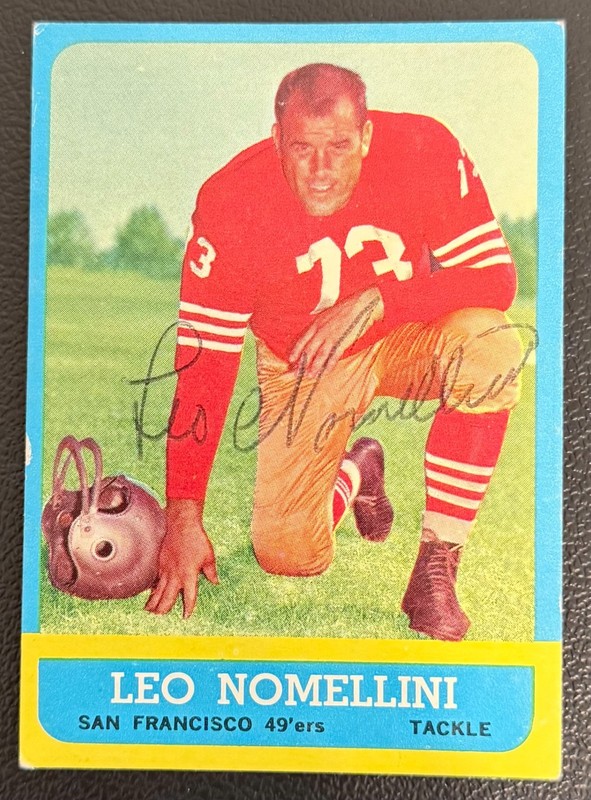 LEO NOMELLINI Autographed Signed 1963 Topps Football Card #143 HOF Died 2000