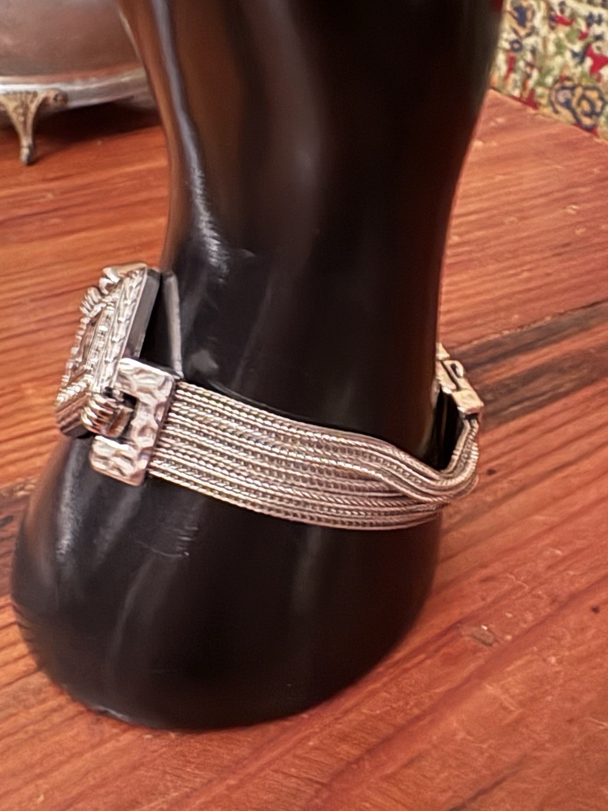 Initial H Silver tone Multi Strand Rhinestone Bra… - image 2