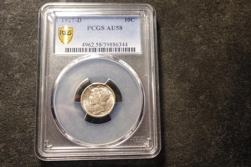 1927-D PCGS AU-58 Mercury Head Dime FSB not on Holder Nice Coin SLABZ