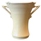 Vintage Art Deco Yellow Pottery Vase Double Handled, Abingdon? or Shawnee?