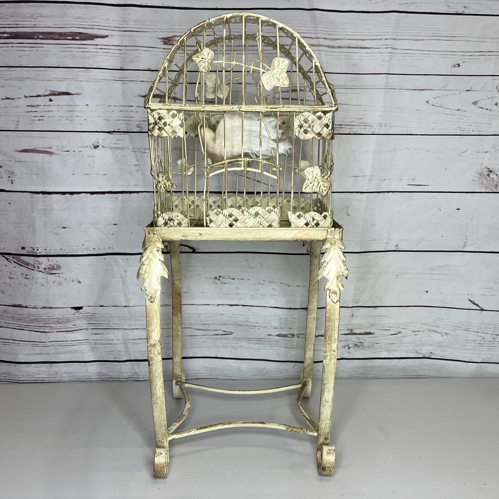 Vintage Gold Leaf Wire Metal Bird Cage Two Piece W/ Table Base
Opens in a new window or tab
