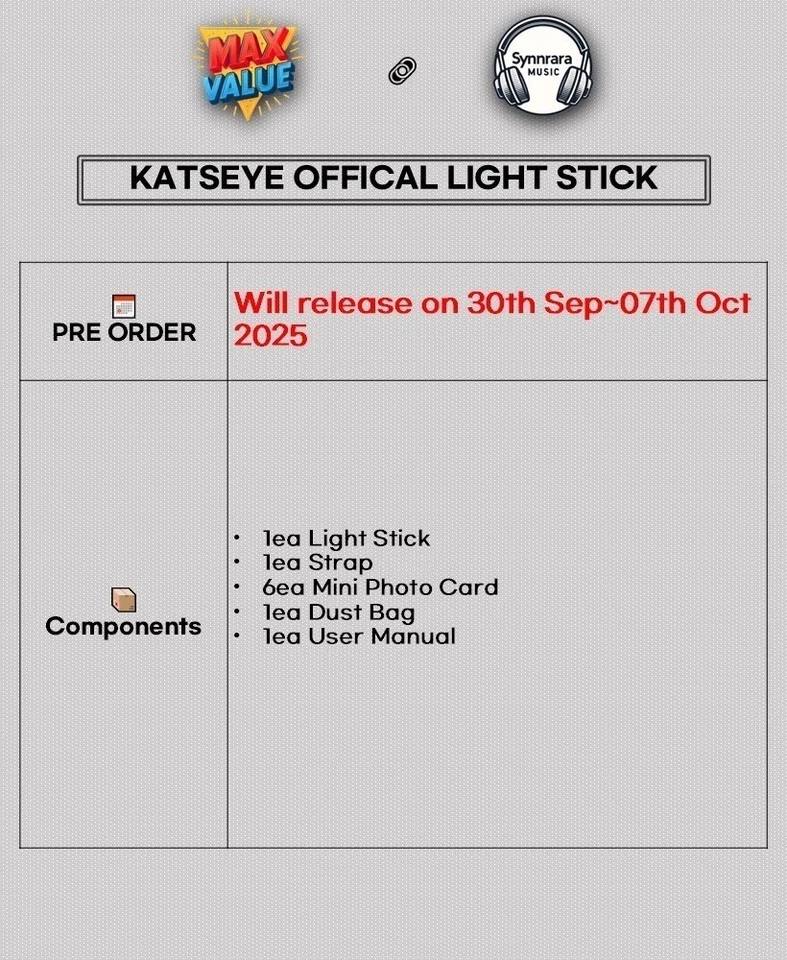 KATSEYE OFFICIAL LIGHT STICK/Strap,6 Karte,Bag,Tracking Code FANLIGHT GOODS MD - Bild 2 von 4