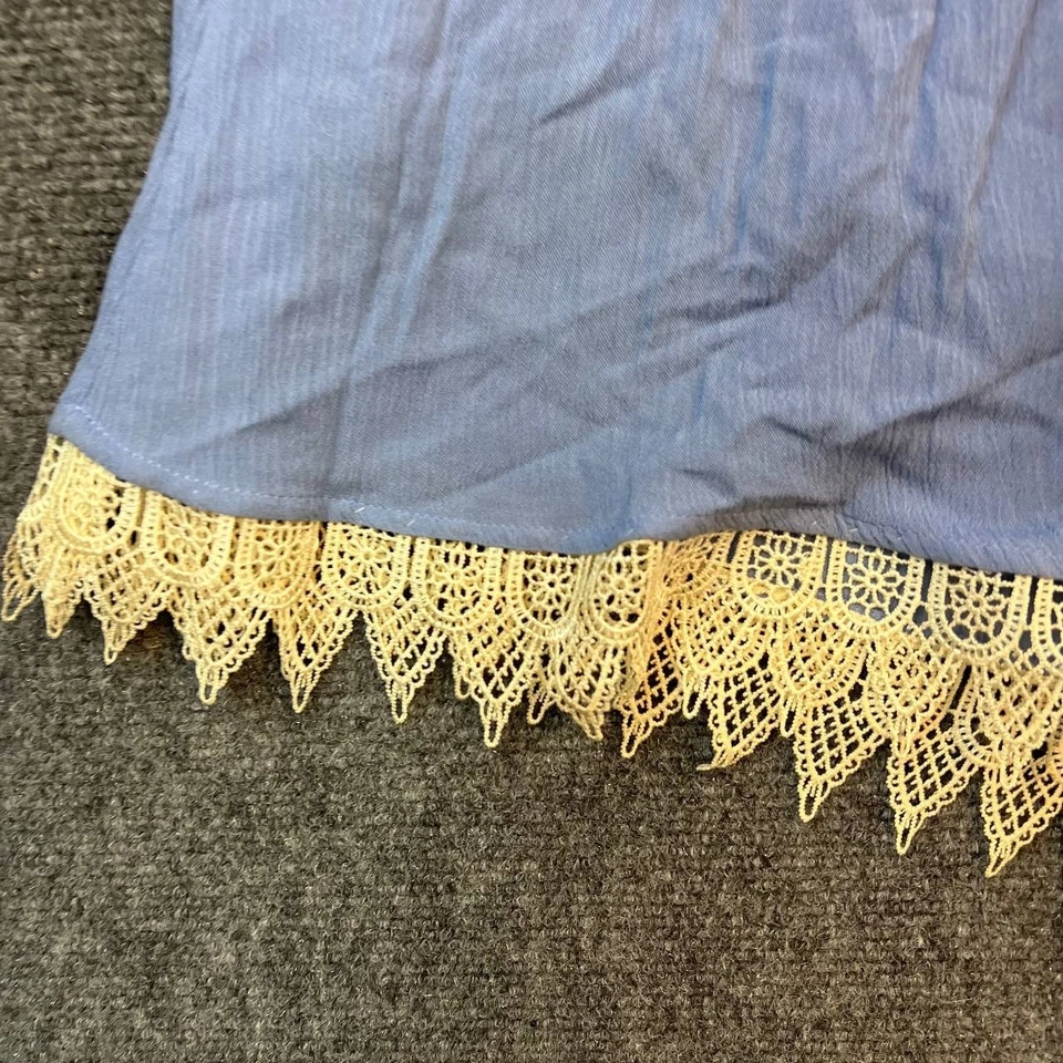 Maxi Vestido para Mujer Nina Leonard Azul Rayón Encaje Borde XL Forrado Boho Verano Foto 3 de 4