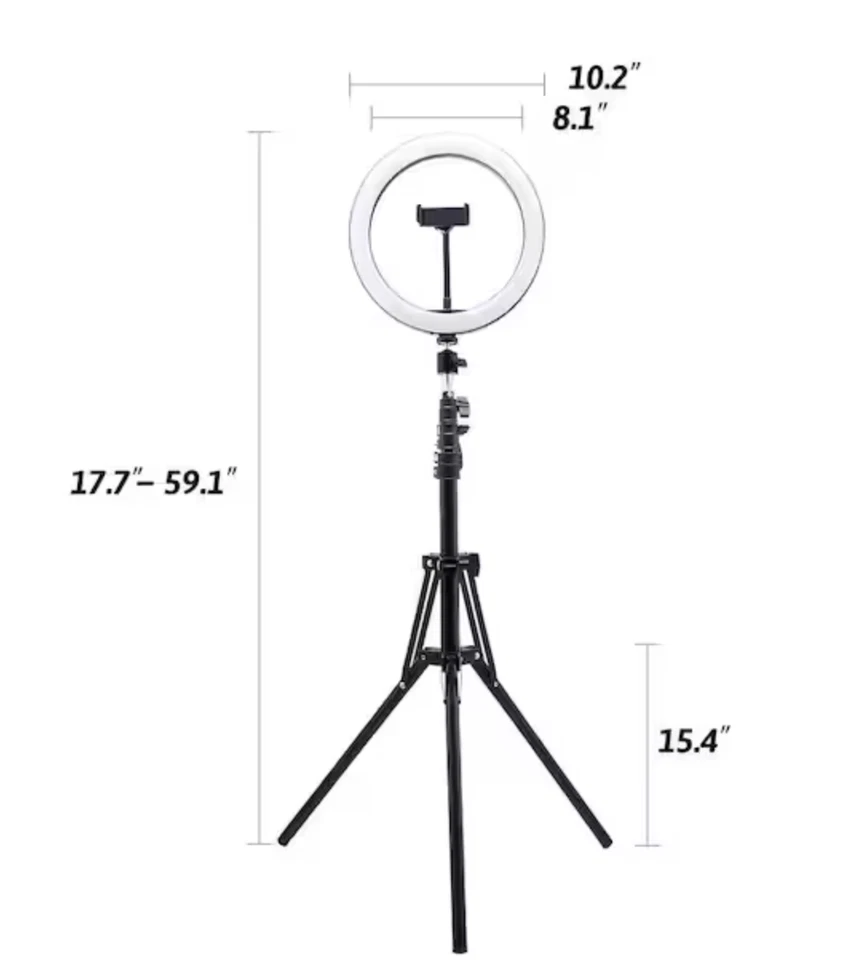 63 in. Black LED Ring Lighting Kit Lamp with Tripod for Live Stream Photo Video - Image 3 of 4