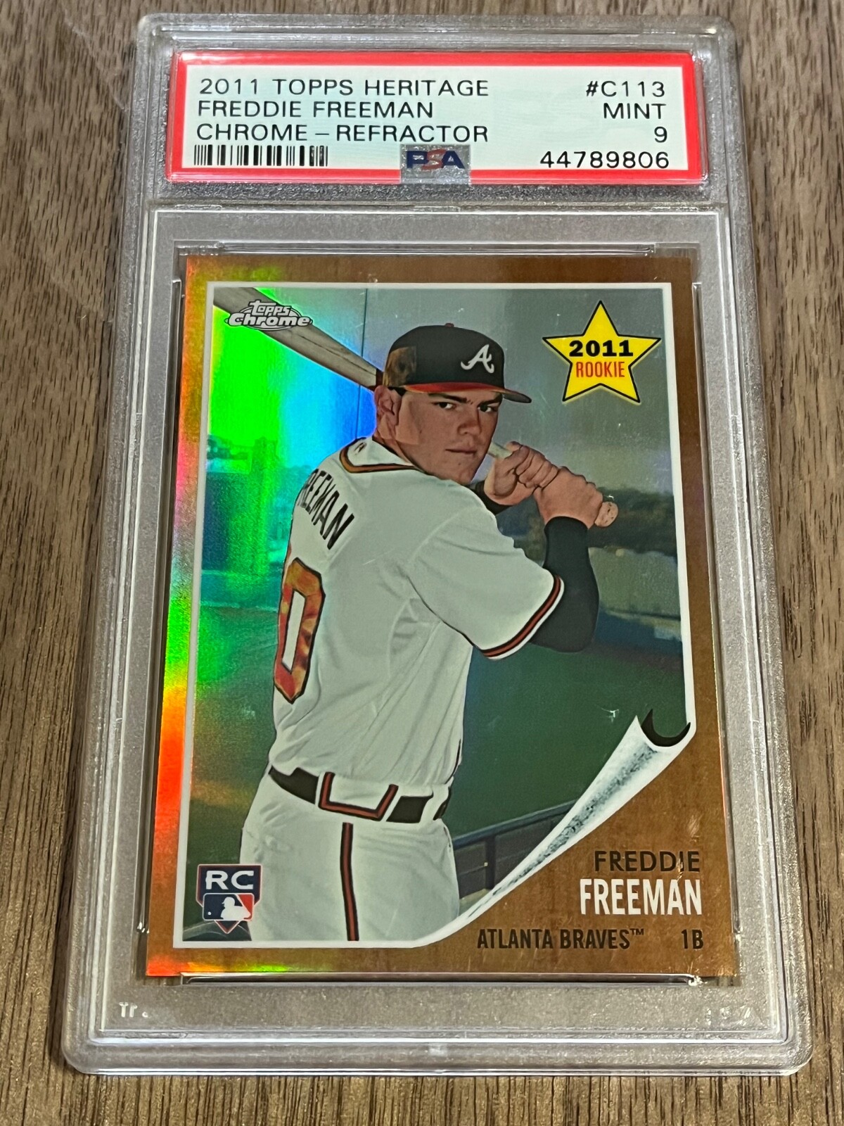 2011 Topps Heritage Chrome Refractor #C113 Freddie Freeman /562 RC PSA 9 MINT