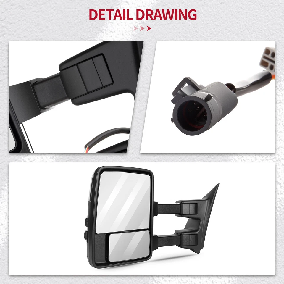 Chrome Mirrors Pair For 99-07 Ford F250-F550 Super Duty Tow Power Heated Signals Foto 4 de 4