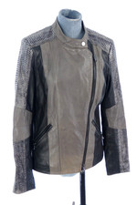 Kenneth Cole Real Leather Jacket Biker Snake Skin Colour Block Unusual Size S