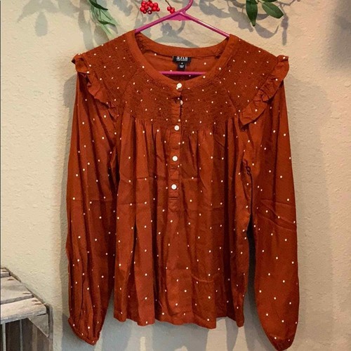 Ana rust polka dot balloon sleeve 
