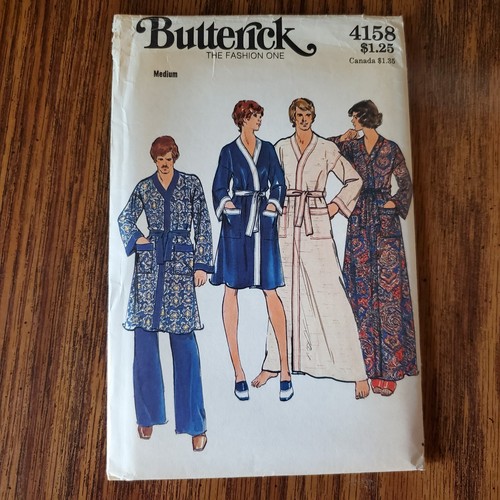 Accappatoio uomo donna avvolto modello Butterick anni 70 2 lunghezze corto lungo - Foto 2 di 3