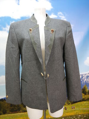 Zeiler neuwertig grau mit Stickerei und Leder klasse Trachtenjacke Jacke Gr.50